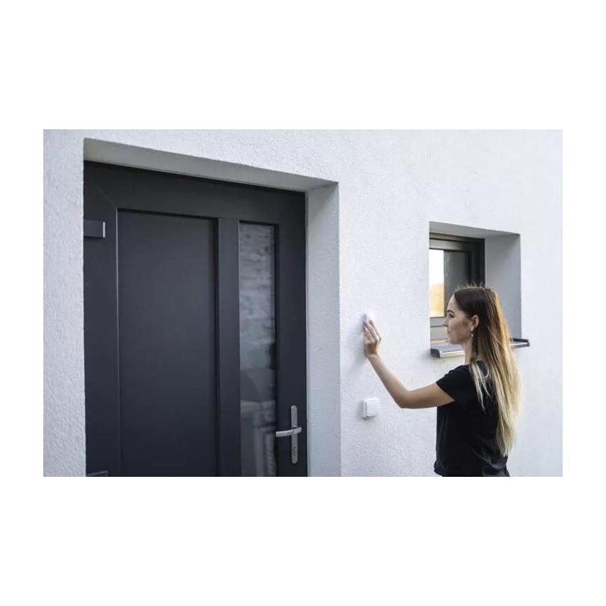 Bezdrátový zvonek do zásuvky 230V + 1xCR2032 IP44 bílá